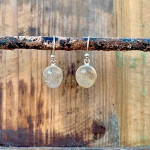 Golden Rutile Sterling Silver Hook Earrings